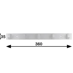 Kapstok 5 haken Kristel aluminium 360 mm