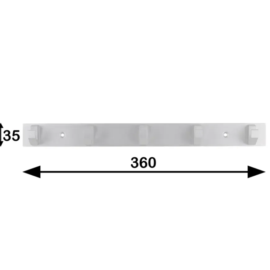 Kapstok 5 haken Kristel aluminium 360 mm