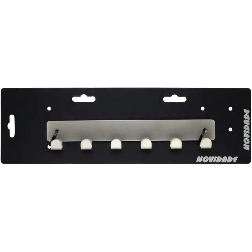 Kapstok 6 haken Petra RVS look zamak 240 mm