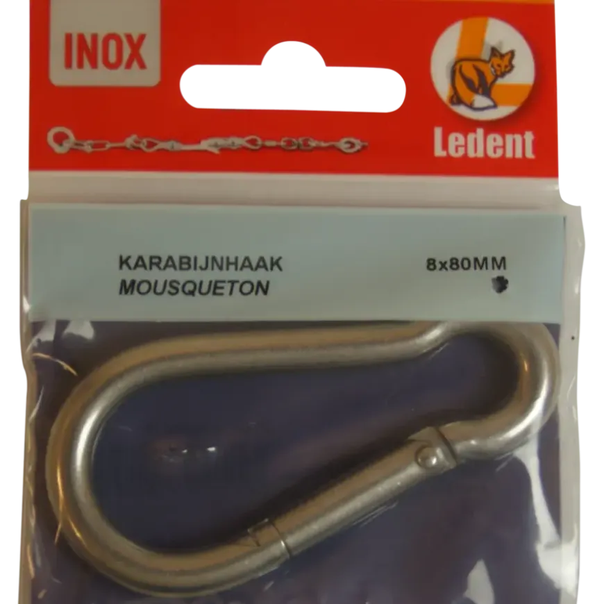 Karabijnhaak RVS 80 mm 1 stuk