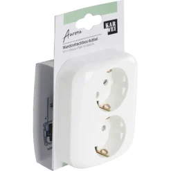 Inbouw Schakelmateriaal|Stopcontacten & Overige Contactdozen > KARWEI Aurora Wandcontactdoos Dubbel RA wit