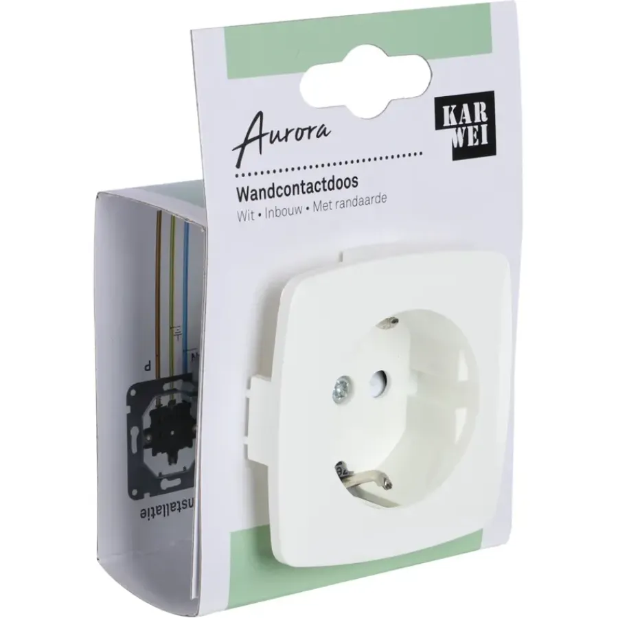 Inbouw Schakelmateriaal|Stopcontacten & Overige Contactdozen > KARWEI Aurora wandcontactdoos RA wit