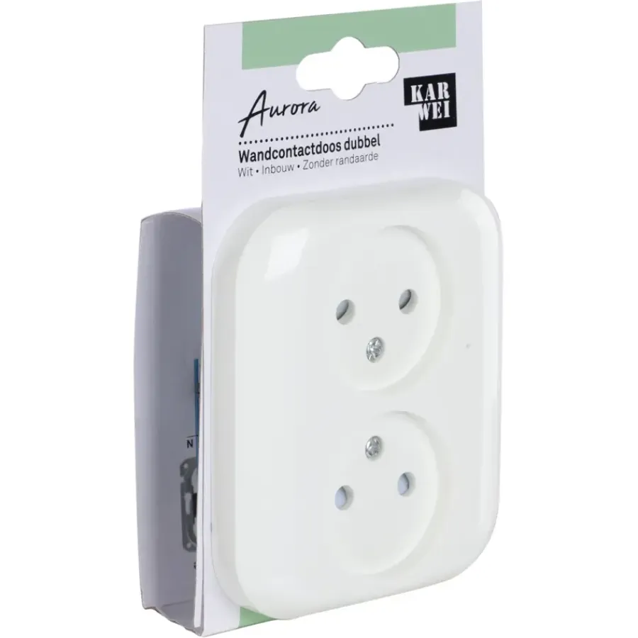 Inbouw Schakelmateriaal|Stopcontacten & Overige Contactdozen > KARWEI Aurora wandcontactdoos dubbel wit