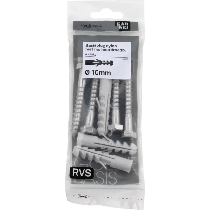 KARWEI Basisplug 10x50mm+hdb 8x60mm RVS 4ST