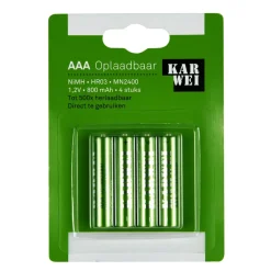 Batterijen|Oplaadbare Batterijen > KARWEI Batterij Oplaadbaar AAA 4 stuks