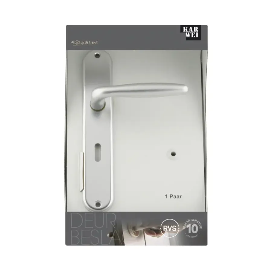Deurbeslag Binnendeur|Deurklinken > KARWEI deurkruk set Antonio ovaal schild sleutelgat 56 mm aluminium