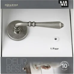 Deurbeslag Binnendeur|Deurklinken > KARWEI deurkruk set Bento rond rozet tin look messing