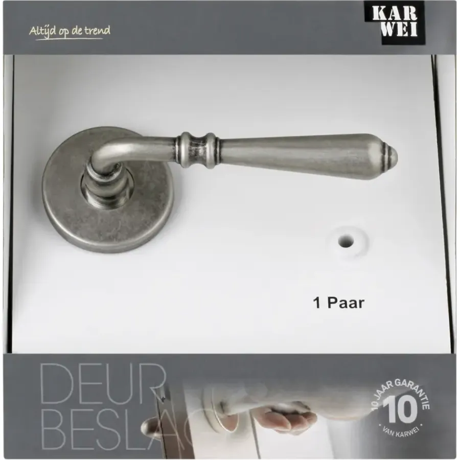 Deurbeslag Binnendeur|Deurklinken > KARWEI deurkruk set Bento rond rozet tin look messing
