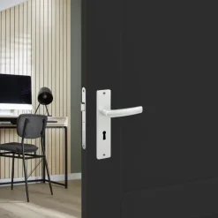 Deurbeslag Binnendeur|Deurklinken > KARWEI deurkruk set Blok recht schild sleutelgat 56 mm aluminium