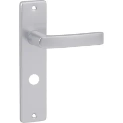 Deurbeslag Binnendeur|Deurklinken > KARWEI deurkruk set Blok recht schild vrij-bezet sluiting 63/8 mm aluminium