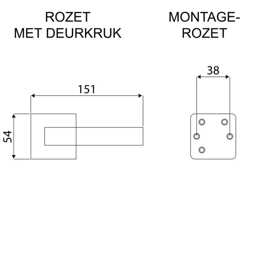 Deurbeslag Binnendeur|Deurklinken > KARWEI deurkruk set Chelsea vierkant rozet zwart RVS
