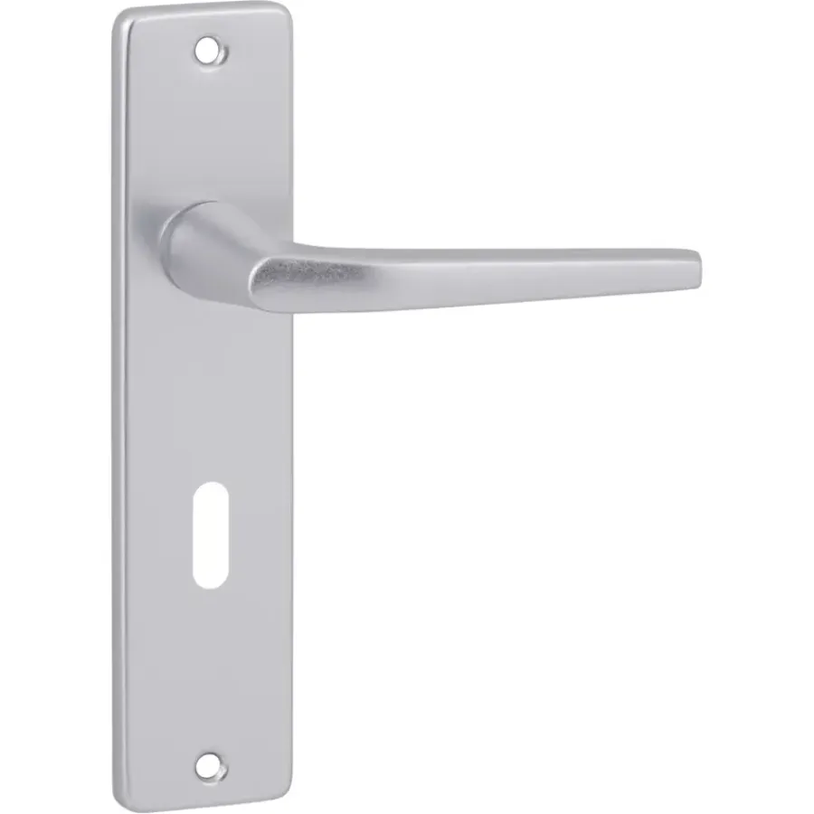 Deurbeslag Binnendeur|Deurklinken > KARWEI deurkruk set Daan recht schild sleutelgat 56 mm aluminium