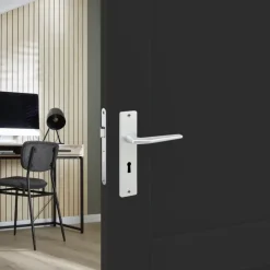 Deurbeslag Binnendeur|Deurklinken > KARWEI deurkruk set Daan recht schild sleutelgat 56 mm aluminium