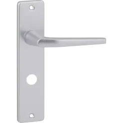 Deurbeslag Binnendeur|Deurklinken > KARWEI deurkruk set Daan recht schild vrij-bezet sluiting 63/8 mm aluminium