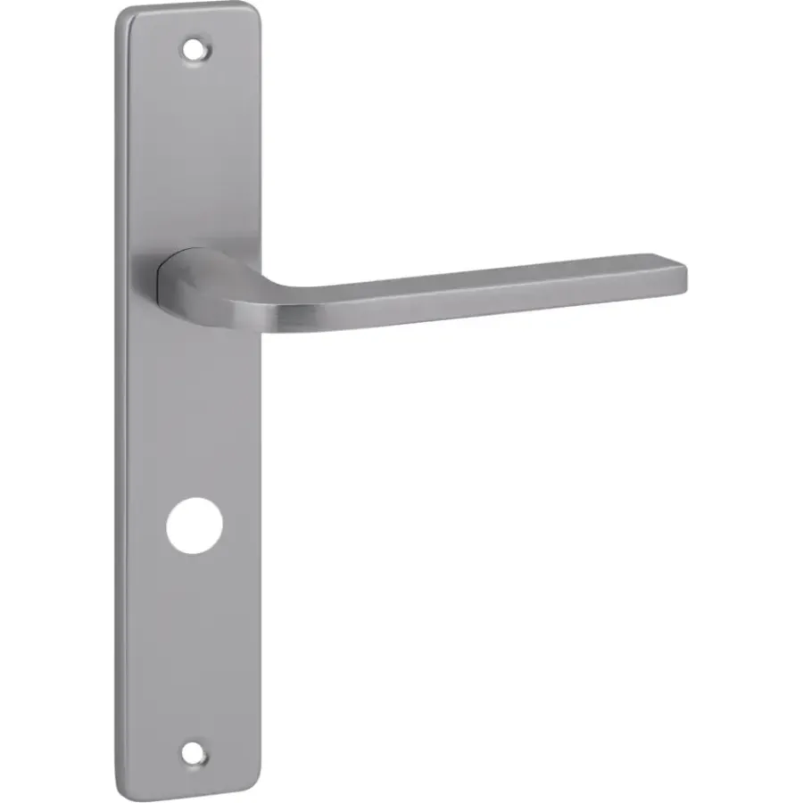 Deurbeslag Binnendeur|Deurklinken > KARWEI deurkruk set Enzo recht schild vrij-bezet sluiting 63/8 mm RVS look aluminium