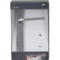 Deurbeslag Binnendeur|Deurklinken > KARWEI deurkruk set Enzo recht blind schild RVS look aluminium