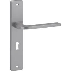 Deurbeslag Binnendeur|Deurklinken > KARWEI deurkruk set Enzo recht schild sleutelgat 56 mm RVS look aluminium
