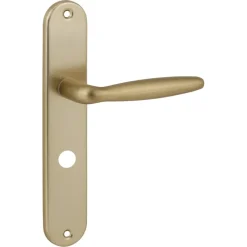 Deurbeslag Binnendeur|Deurklinken > KARWEI deurkruk set Eros ovaal schild vrij-bezet sluiting 63/8 mm messing mat aluminium