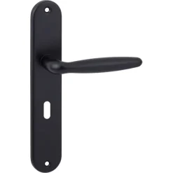 Deurbeslag Binnendeur|Deurklinken > KARWEI deurkruk set Eros ovaal schild sleutelgat 56 mm zwart aluminium