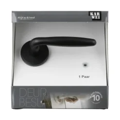Deurbeslag Binnendeur|Deurklinken > KARWEI deurkruk set Eros rond rozet zwart aluminium