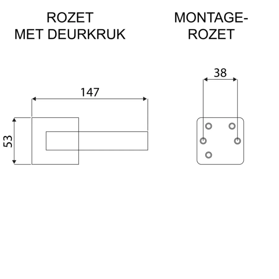 Deurbeslag Binnendeur|Deurklinken > KARWEI deurkruk set France vierkant rozet ANOX aluminium mat
