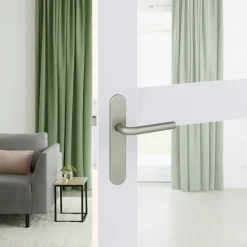 Deurbeslag Binnendeur|Deurklinken > KARWEI deurkruk set Gino ovaal blind schild RVS look aluminium