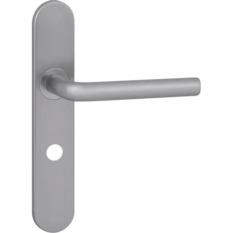Deurbeslag Binnendeur|Deurklinken > KARWEI deurkruk set Gino ovaal schild vrij-bezet sluiting 63/8 mm RVS look aluminium