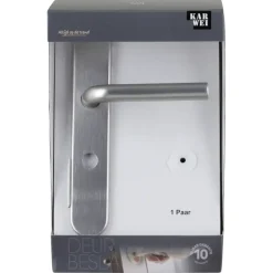 Deurbeslag Binnendeur|Deurklinken > KARWEI deurkruk set Gino ovaal schild vrij-bezet sluiting 63/8 mm RVS look aluminium