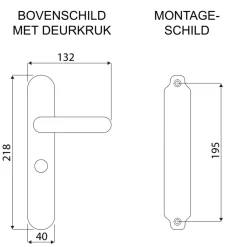Deurbeslag Binnendeur|Deurklinken > KARWEI deurkruk set Gino ovaal schild vrij-bezet sluiting 63/8 mm RVS look aluminium