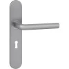 Deurbeslag Binnendeur|Deurklinken > KARWEI deurkruk set Gino ovaal schild sleutelgat 56 mm RVS look aluminium