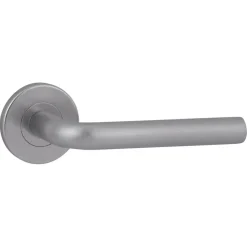 Deurbeslag Binnendeur|Deurklinken > KARWEI deurkruk set Gino rond rozet RVS look aluminium