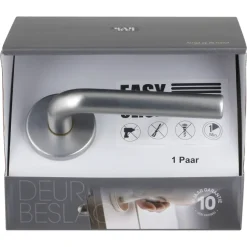 Deurbeslag Binnendeur|Deurklinken > KARWEI deurkruk set Gino rond rozet RVS look aluminium