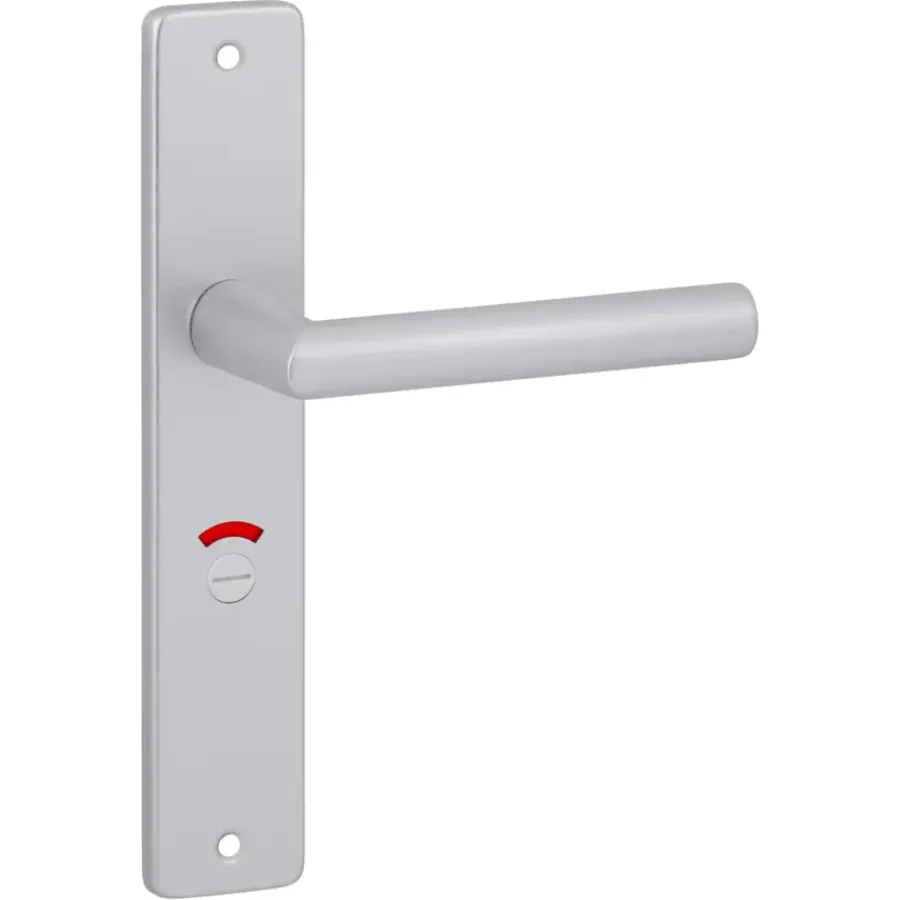 Deurbeslag Binnendeur|Deurklinken > KARWEI deurkruk set Greece recht schild vrij-bezet sluiting 63/8 mm ANOX aluminium mat