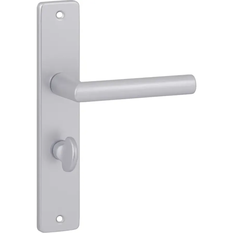 Deurbeslag Binnendeur|Deurklinken > KARWEI deurkruk set Greece recht schild vrij-bezet sluiting 63/8 mm ANOX aluminium mat