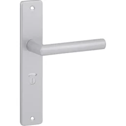 Deurbeslag Binnendeur|Deurklinken > KARWEI deurkruk set Greece recht schild vrij-bezet sluiting 63/8 mm ANOX aluminium mat