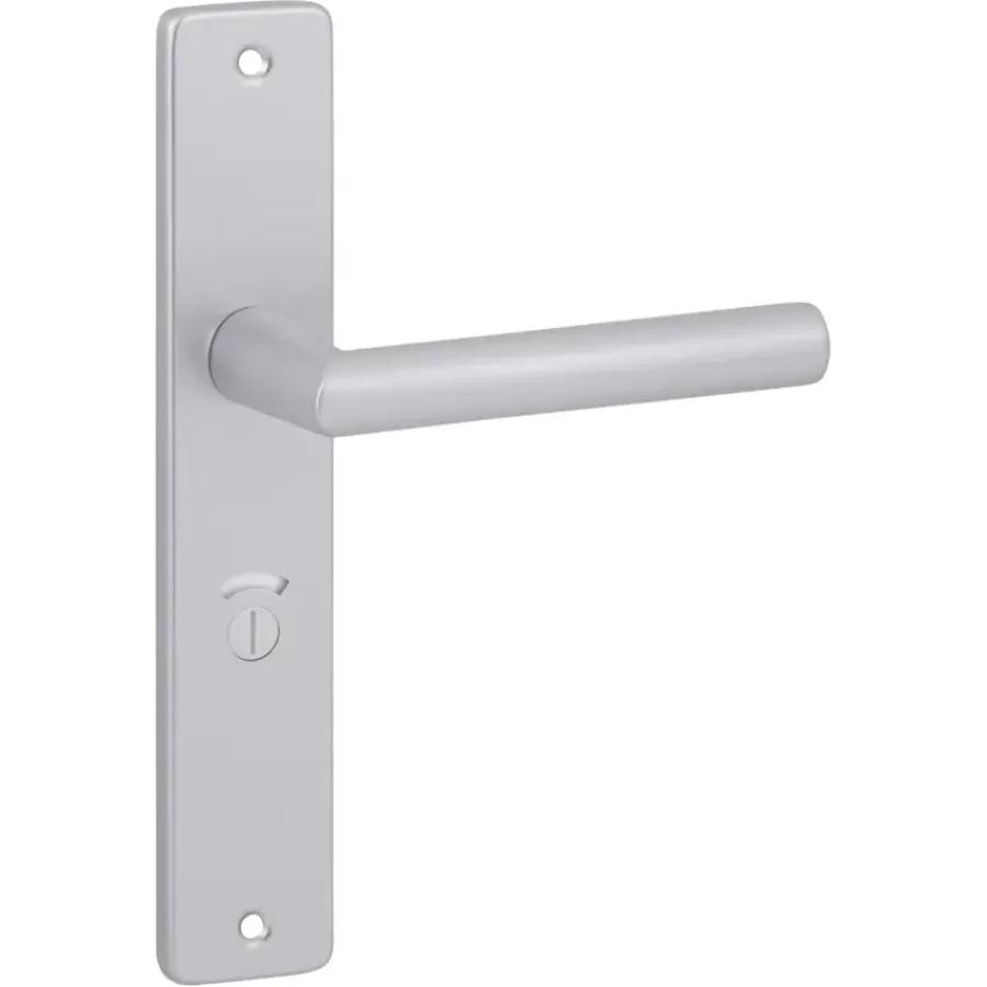 Deurbeslag Binnendeur|Deurklinken > KARWEI deurkruk set Greece recht schild vrij-bezet sluiting 63/8 mm ANOX aluminium mat