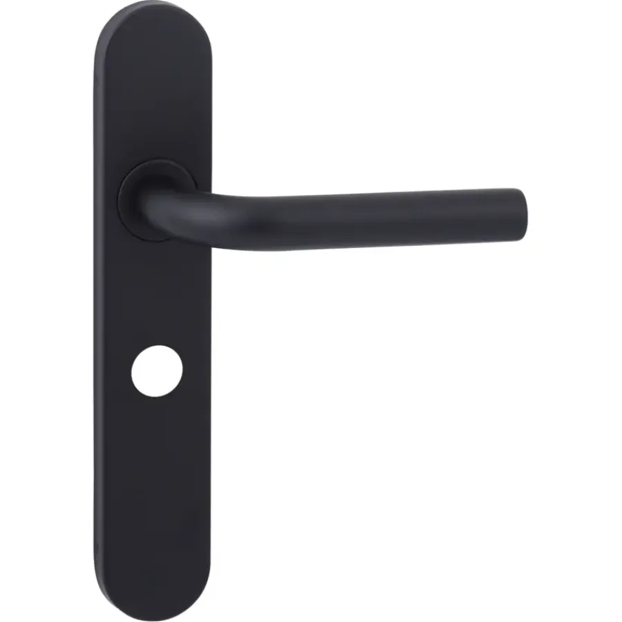 Deurbeslag Binnendeur|Deurklinken > KARWEI deurkruk set Henry ovaal schild vrij-bezet sluiting 63/8 mm zwart RVS