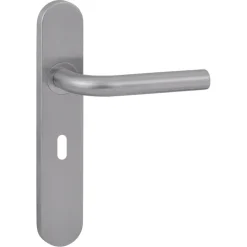 Deurbeslag Binnendeur|Deurklinken > KARWEI deurkruk set Henry ovaal schild sleutelgat 56 mm RVS