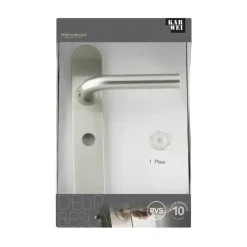Deurbeslag Binnendeur|Deurklinken > KARWEI deurkruk set Henry ovaal schild vrij-bezet sluiting 63/8 mm RVS