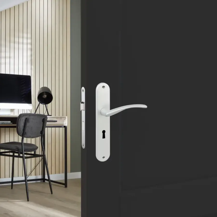 Deurbeslag Binnendeur|Deurklinken > KARWEI deurkrukset Italie langschild sleutel 56mm ANOX (mat aluminium)