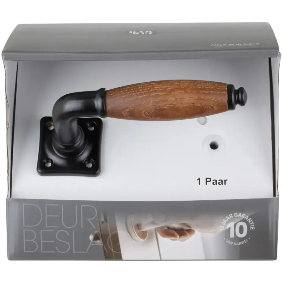 Deurbeslag Binnendeur|Deurklinken > KARWEI deurkruk set Jennifer vierkant rozet zwart messing