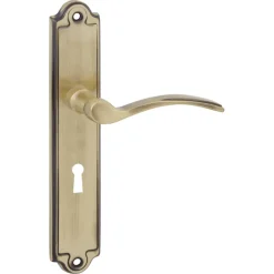 Deurbeslag Binnendeur|Deurklinken > KARWEI deurkruk set Jorge ovaal schild sleutelgat 56 mm messing antiek