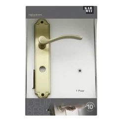 Deurbeslag Binnendeur|Deurklinken > KARWEI deurkruk set Jorge ovaal schild vrij-bezet sluiting 63/8 mm messing antiek
