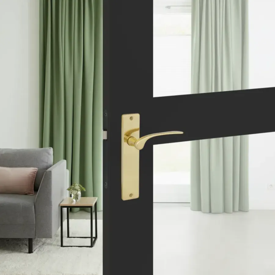 Deurbeslag Binnendeur|Deurklinken > KARWEI deurkruk set Jose recht blind schild messing glans