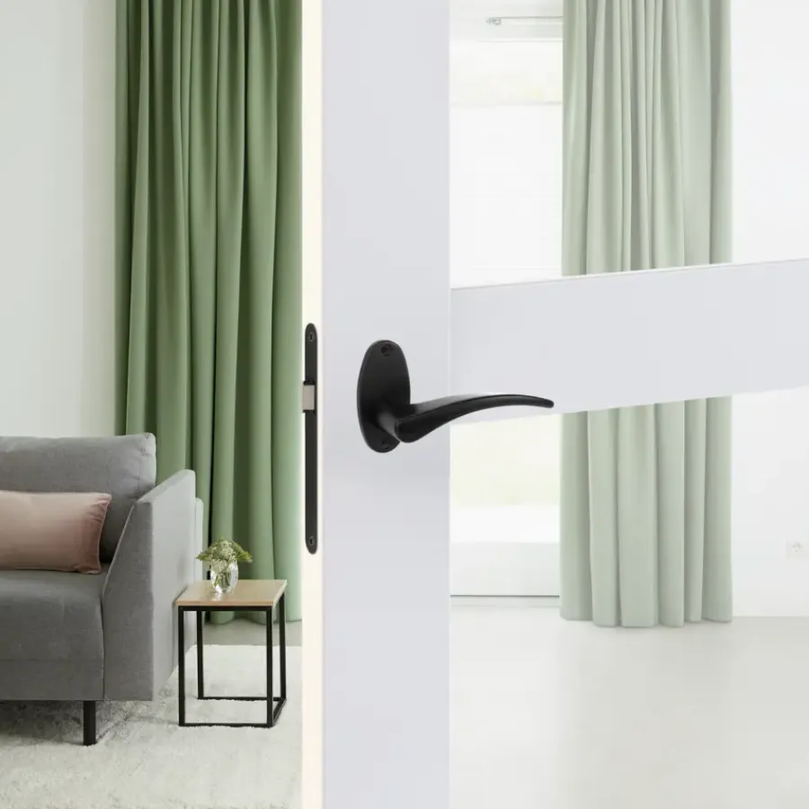 Deurbeslag Binnendeur|Deurklinken > KARWEI deurkruk set Jules patent schild zwart aluminium
