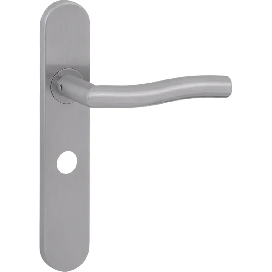 Deurbeslag Binnendeur|Deurklinken > KARWEI deurkruk set Kevin ovaal schild vrij-bezet sluiting 63/8 mm RVS
