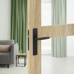 Deurbeslag Binnendeur|Deurklinken > KARWEI deurkruk set Lopes recht blind schild zwart messing