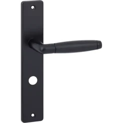 Deurbeslag Binnendeur|Deurklinken > KARWEI deurkruk set Lopes recht schild vrij-bezet sluiting 63/8 mm zwart messing