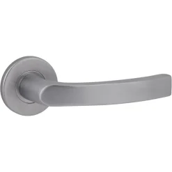 Deurbeslag Binnendeur|Deurklinken > KARWEI deurkruk set Lorenzo rond rozet RVS look aluminium