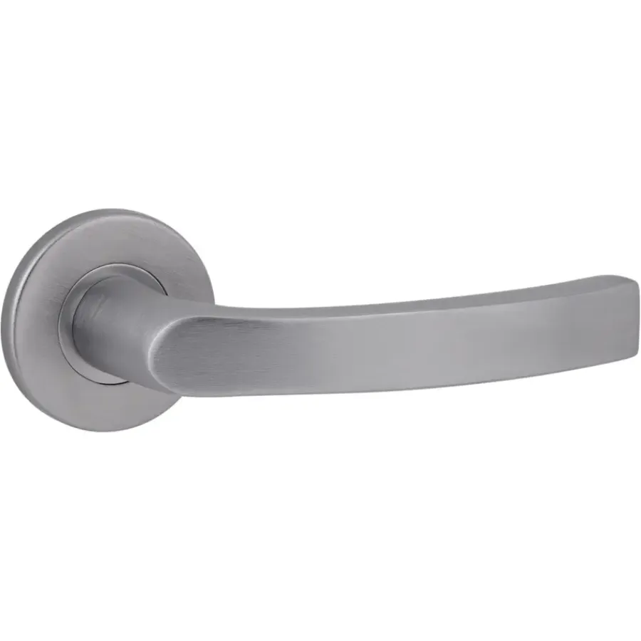 Deurbeslag Binnendeur|Deurklinken > KARWEI deurkruk set Lorenzo rond rozet RVS look aluminium